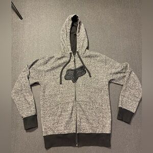 Fox‎ Racing Full Zip Hoodie Sweatshirt Black and Gray Size Medium